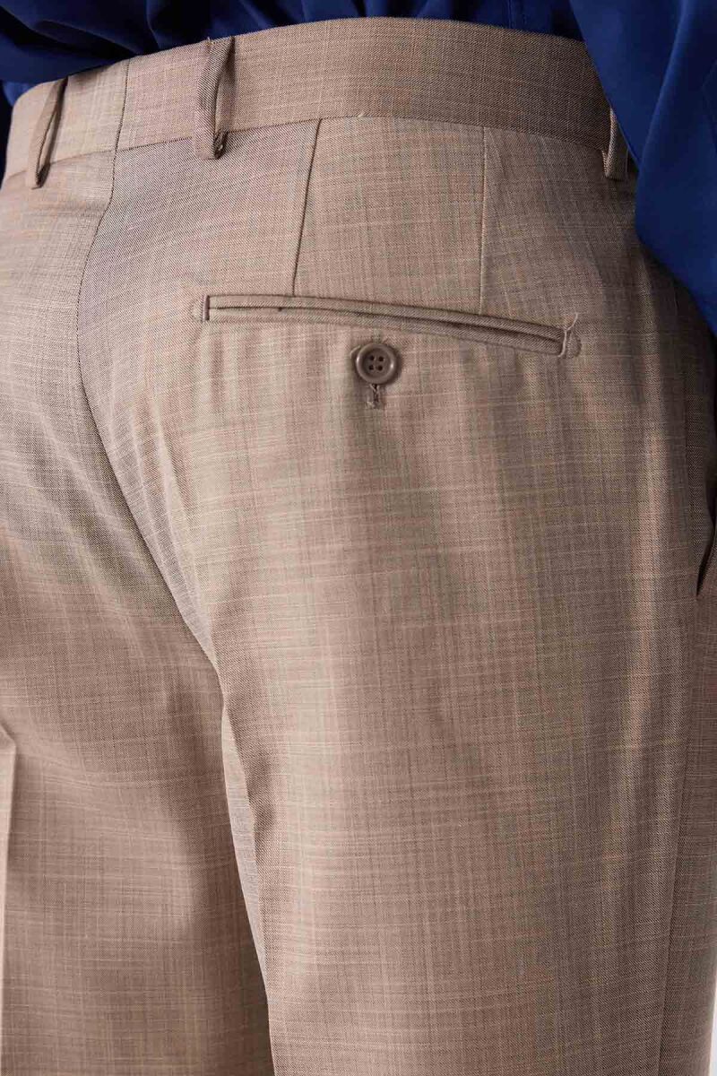 Erkek Bej Regular Fit Kumaş Pantolon - 8