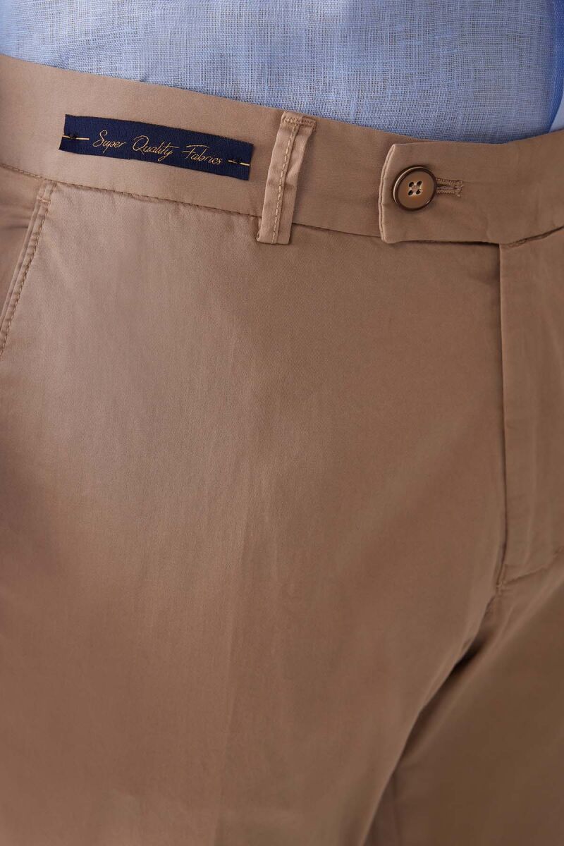 Erkek Bej Regular Fit Pamuk-Likra Kanvas Pantolon - 7
