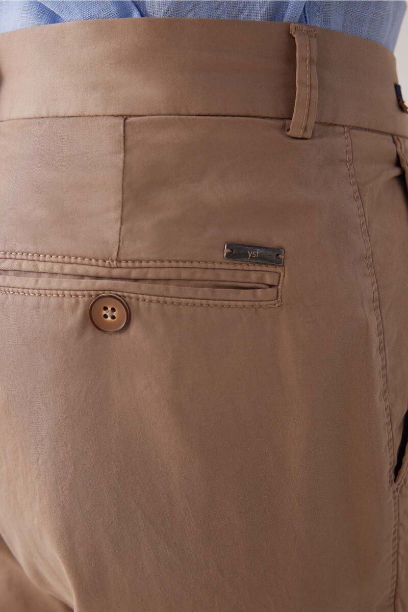 Erkek Bej Regular Fit Pamuk-Likra Kanvas Pantolon - 8