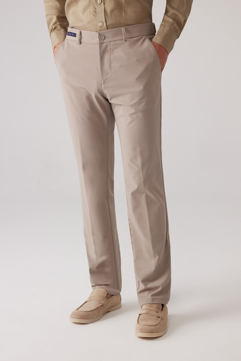 Erkek Bej Regular Fit Paraşüt Kumaş Pantolon - 1