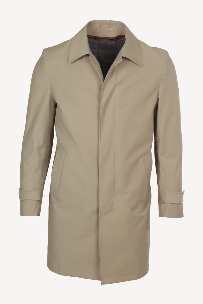 Erkek Bej Regular Fit Pardesü İçi Çıkmalı - 1