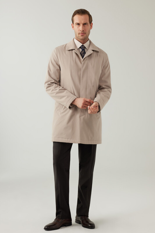 Erkek Bej Regular Fit Pardesü