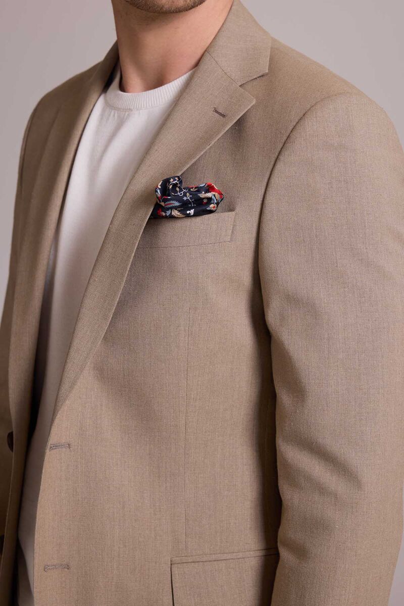 Erkek Bej Regular Fit Spor Keten Ceket - 9