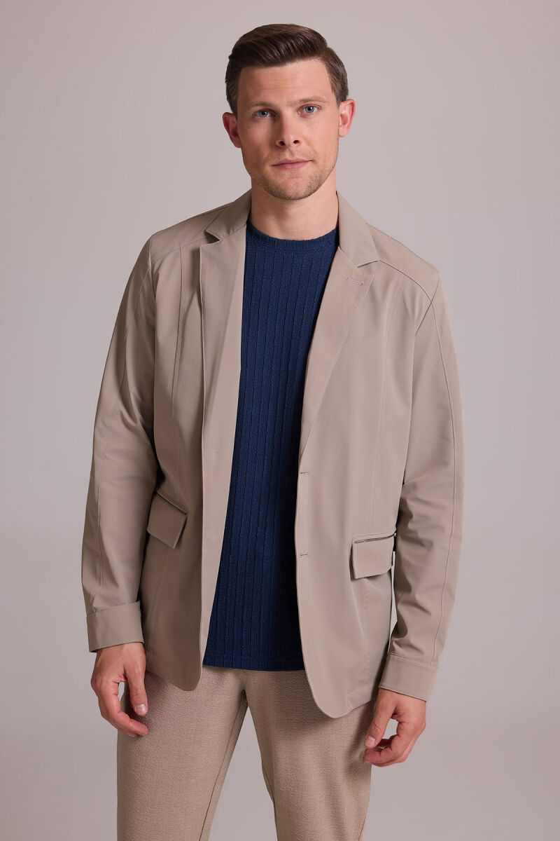 Erkek Bej Regular Fit Yazlık Ceket Mont - 1