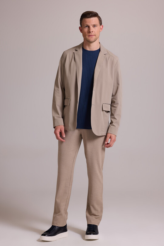 Erkek Bej Regular Fit Yazlık Ceket Mont