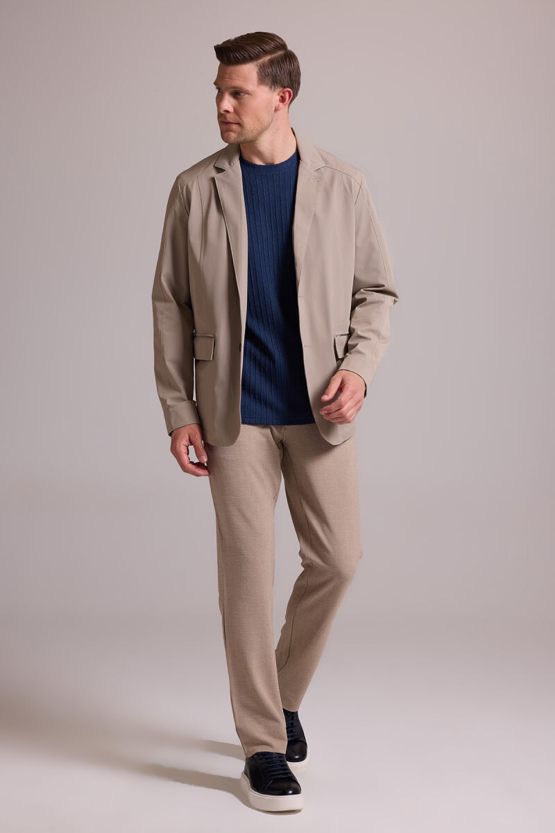 Erkek Bej Regular Fit Yazlık Ceket Mont - 5