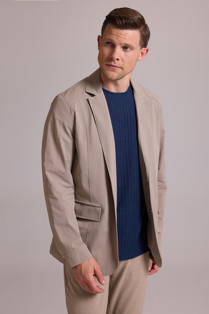 Erkek Bej Regular Fit Yazlık Ceket Mont - 6