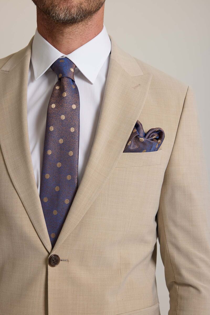 Erkek Bej Slim Fit Sivri Yaka Takım Elbise - 7