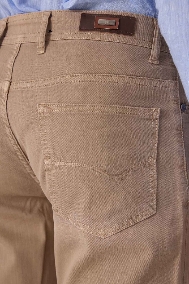 Erkek Bej Slim Fit Üst Cep Kanvas Pantolon - 8