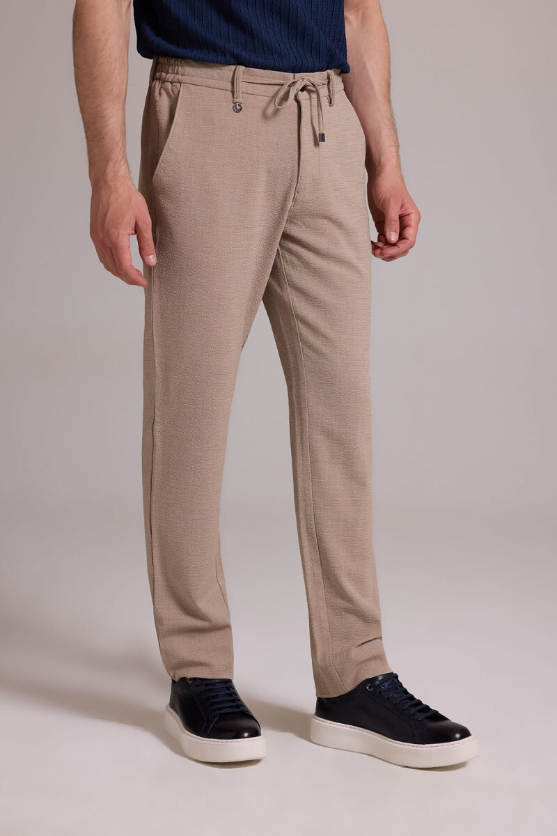 Erkek Bej Slim Fit Yazlık Yan Cepli Jogger Pantolon - 7