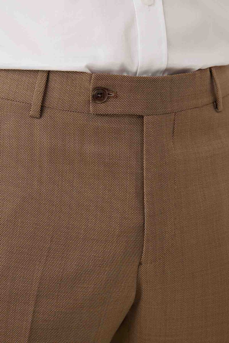 Erkek Bej Slim Fit Yelekli Sivri Yaka Takım Elbise - 10