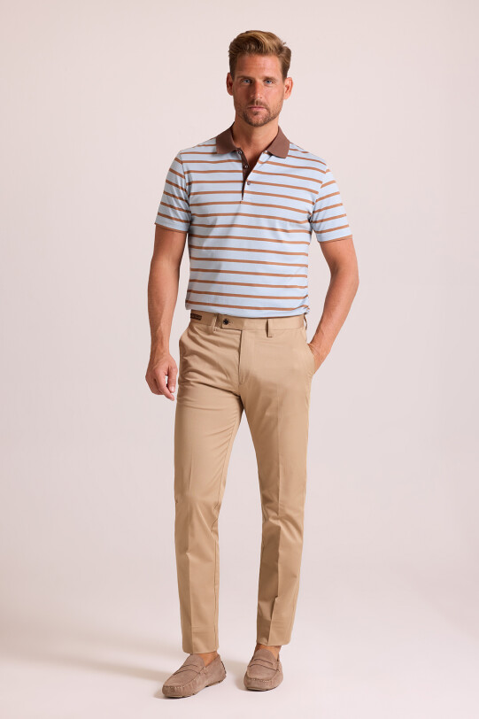 Erkek Bej Yandan Cepli Kanvas Regular Fit Pantolon