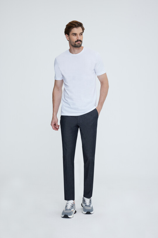 Erkek Beyaz Bisiklet Yaka T-shirt