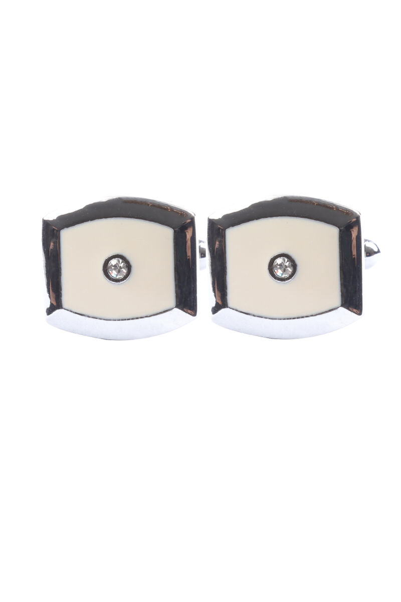 Erkek Beyaz Kol Düğmesi Taşlı - 1