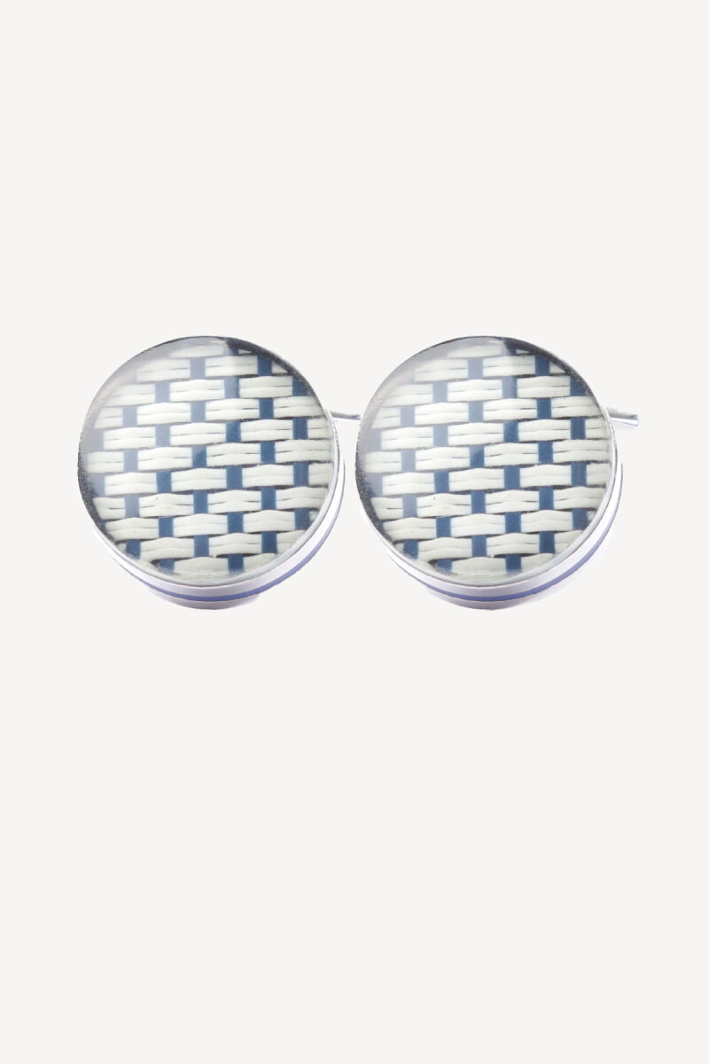 Erkek Beyaz Petek Desen Kol Düğmesi - 1