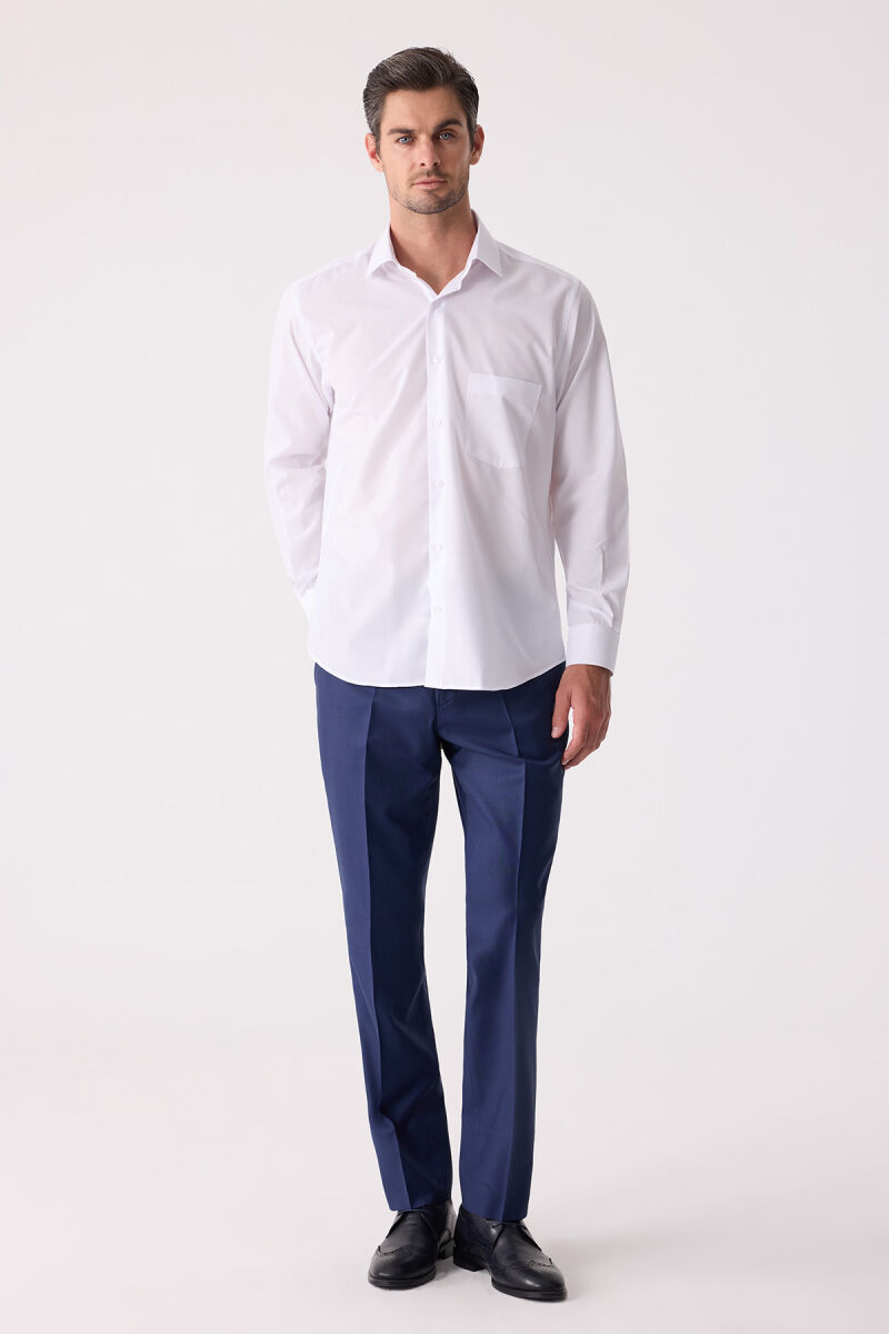 Erkek Beyaz Regular Fit Desenli Gömlek - 1