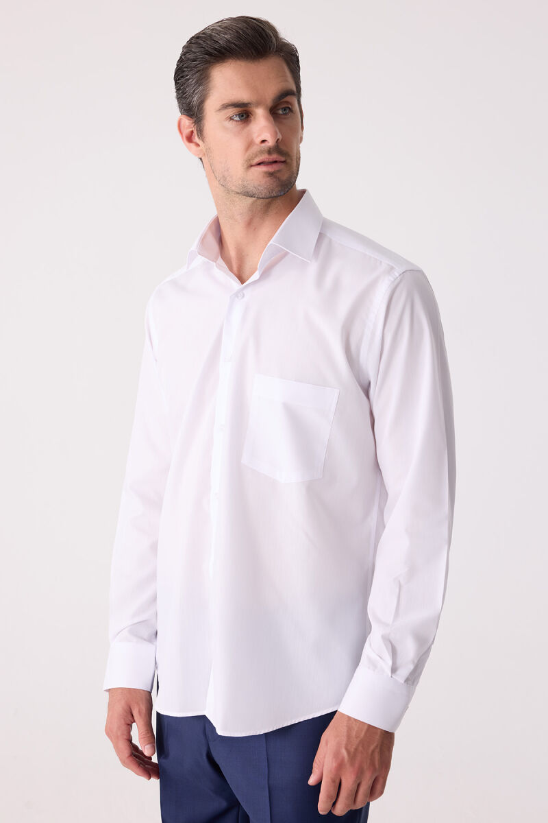 Erkek Beyaz Regular Fit Desenli Gömlek - 3