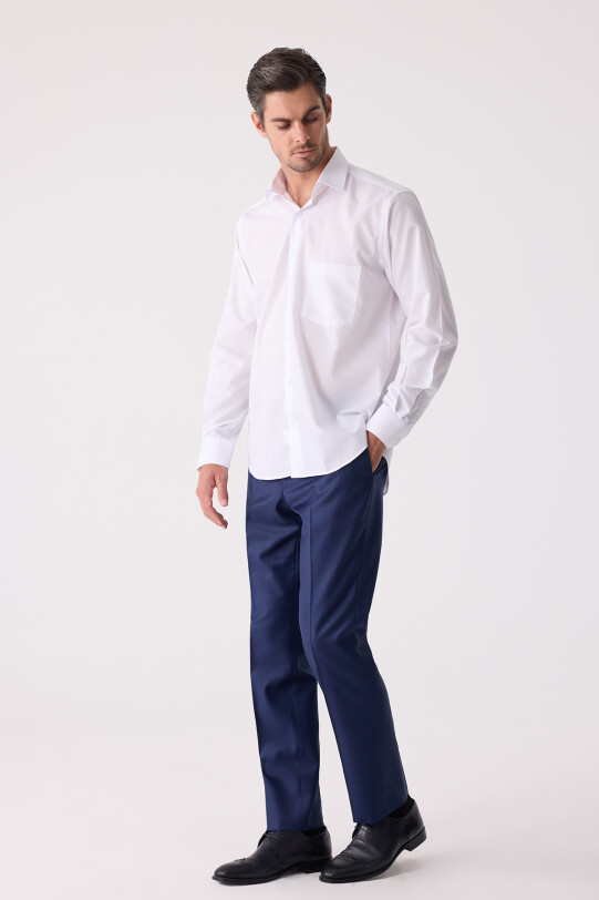 Erkek Beyaz Regular Fit Desenli Gömlek