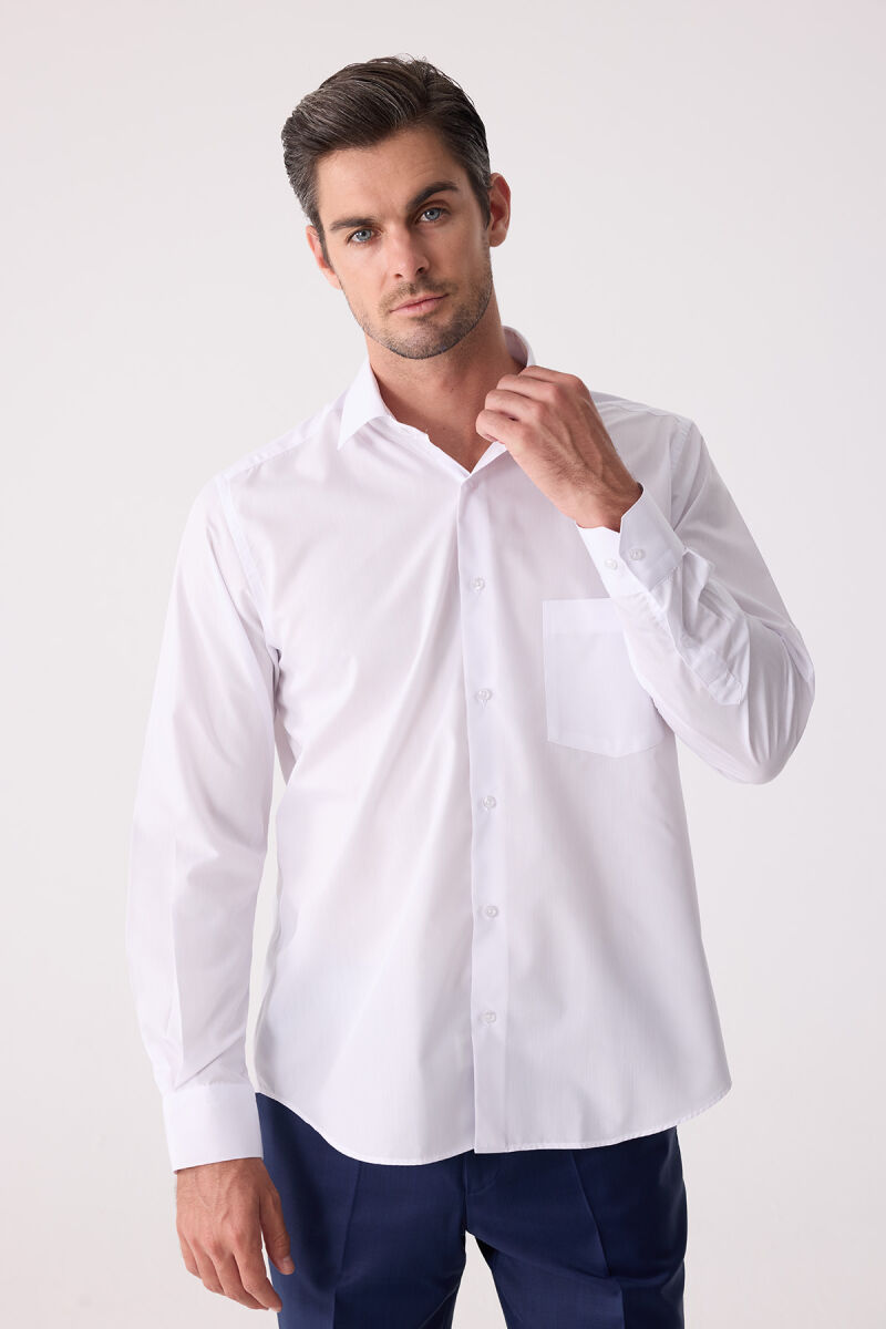 Erkek Beyaz Regular Fit Desenli Gömlek - 5