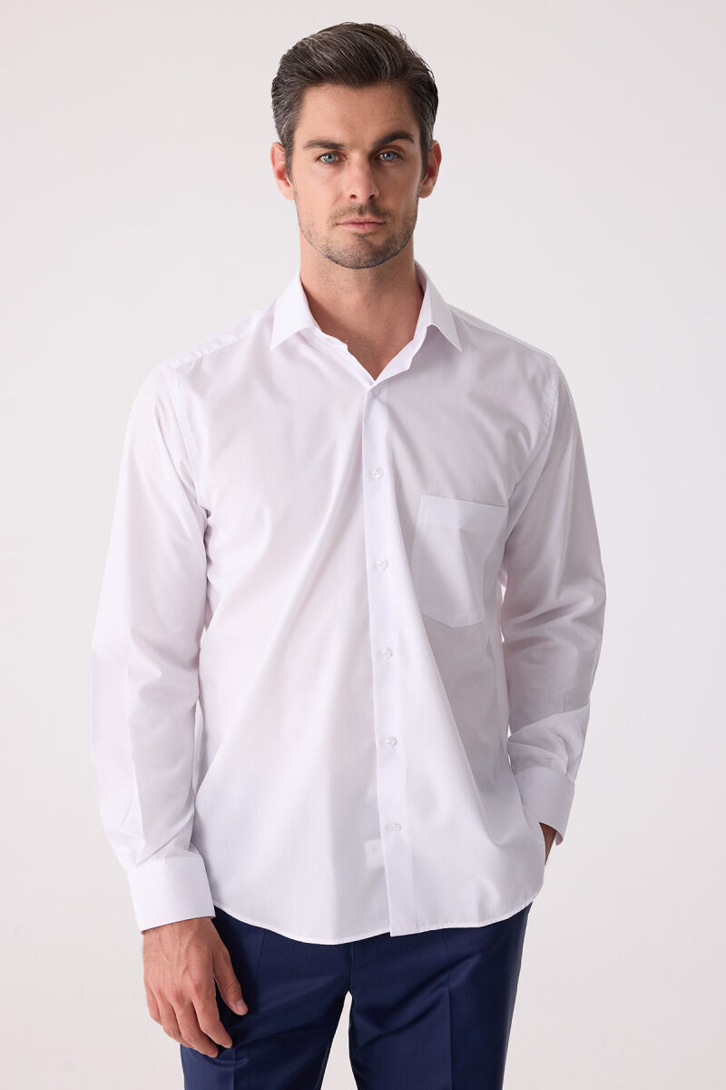 Erkek Beyaz Regular Fit Desenli Gömlek - 6