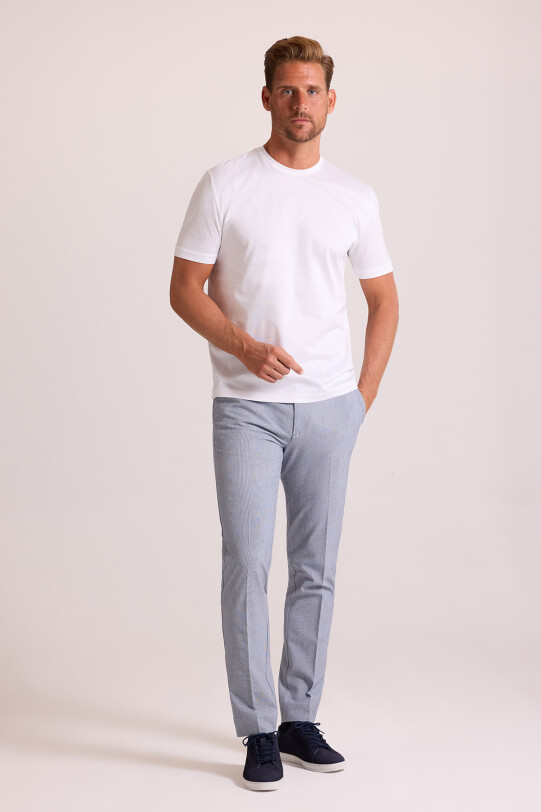 Erkek Beyaz Regular Fit Merserize Pamuk T-Shirt