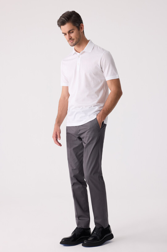 Erkek Beyaz Regular Fit Merserize Polo Yaka Tişört