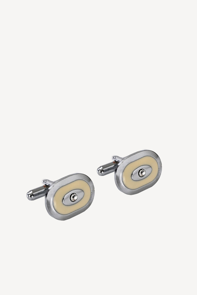 Erkek Beyaz Taşlı Kol Düğmesi - 1