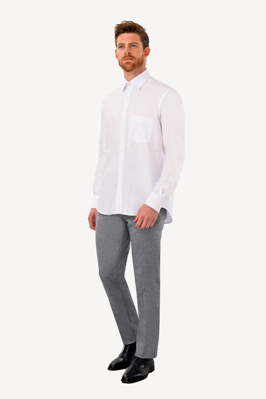 Erkek Beyaz Uzun Kol Klasik Oxford Gömlek
