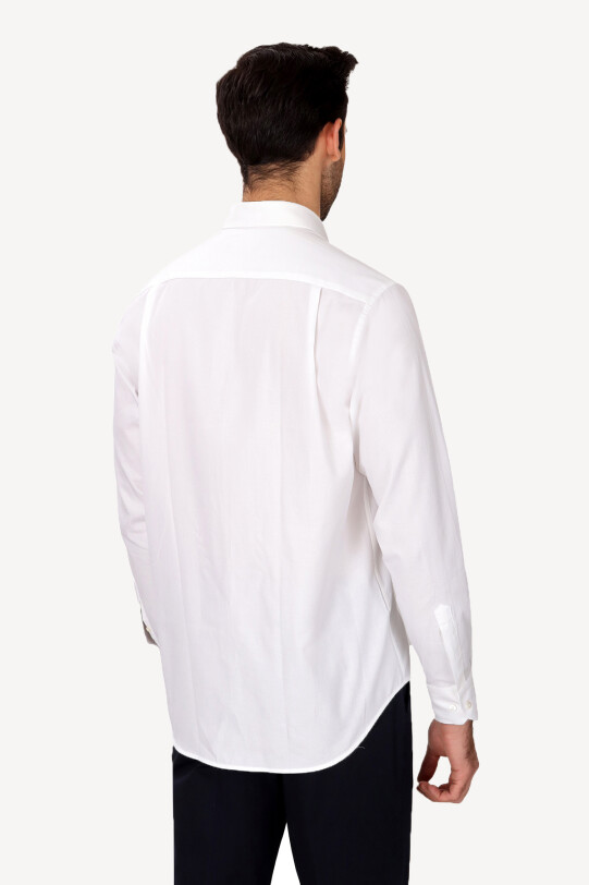 Erkek Beyaz Uzun Kol Klasik Yaka Düğmeli Gömlek
