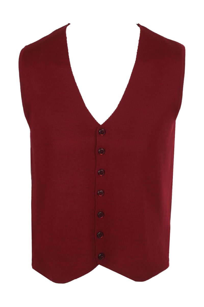 Erkek Bordo Yelek Klasik Triko - 1