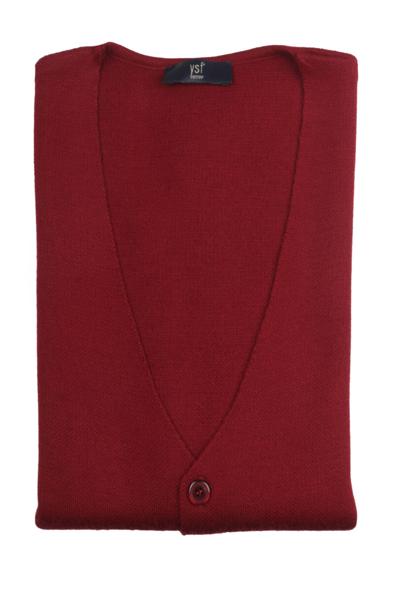 Erkek Bordo Yelek Klasik Triko - 3