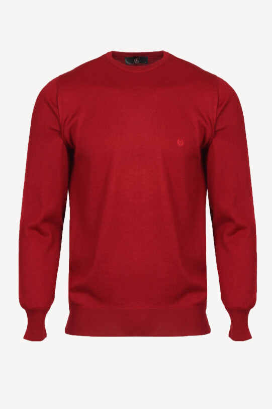 Erkek Bordo Bisiklet Yaka Klasik Triko