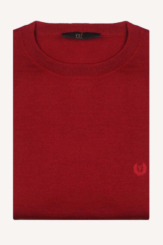 Erkek Bordo Bisiklet Yaka Klasik Triko