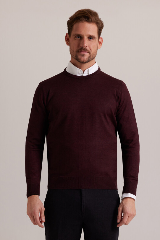 Erkek Bordo Bisiklet Yaka Triko