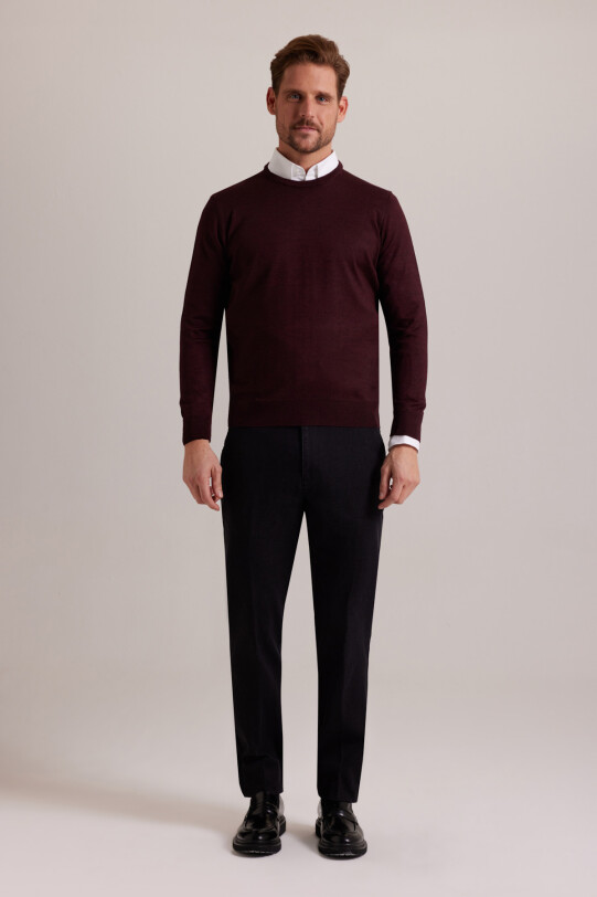 Erkek Bordo Bisiklet Yaka Triko