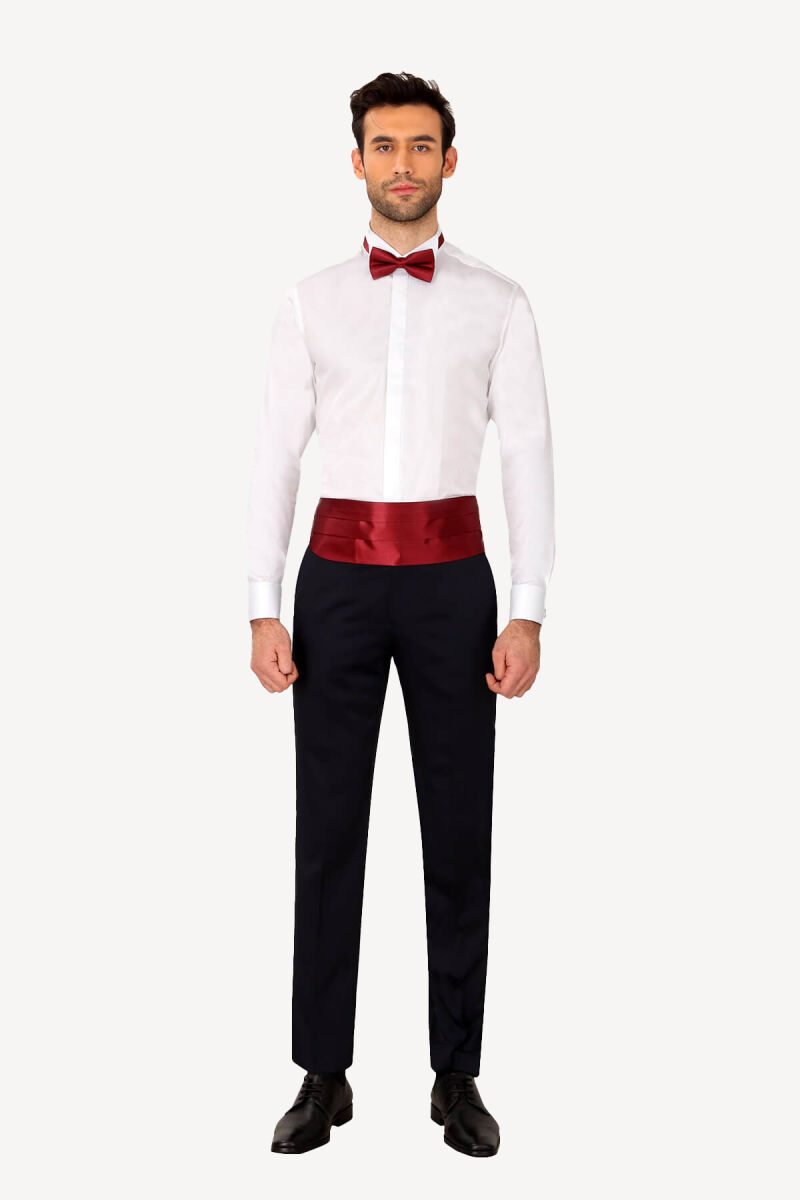 Erkek Bordo Damatlık Kuşak Takım - 2