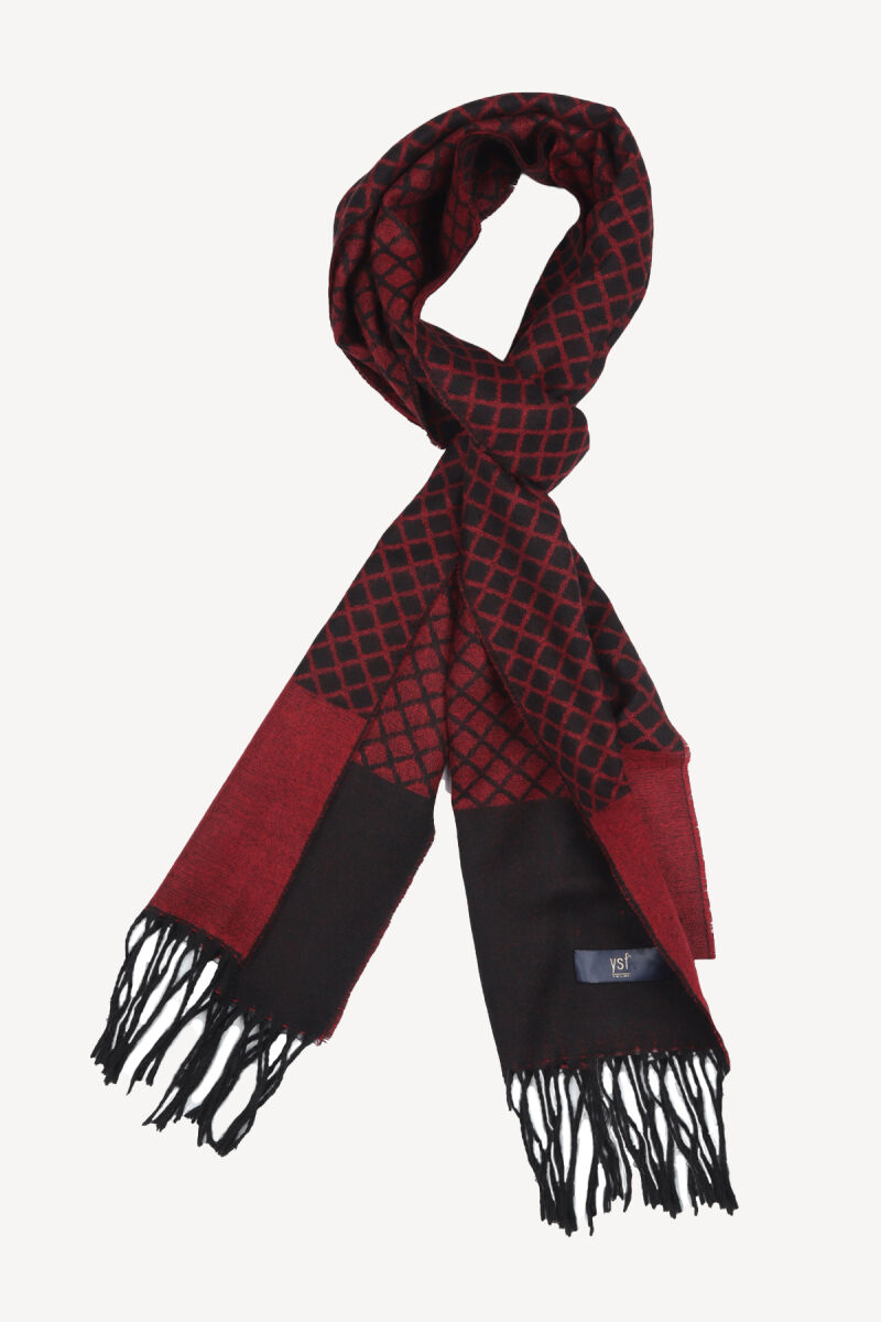 Erkek Bordo Desenli Kaşkol - 2