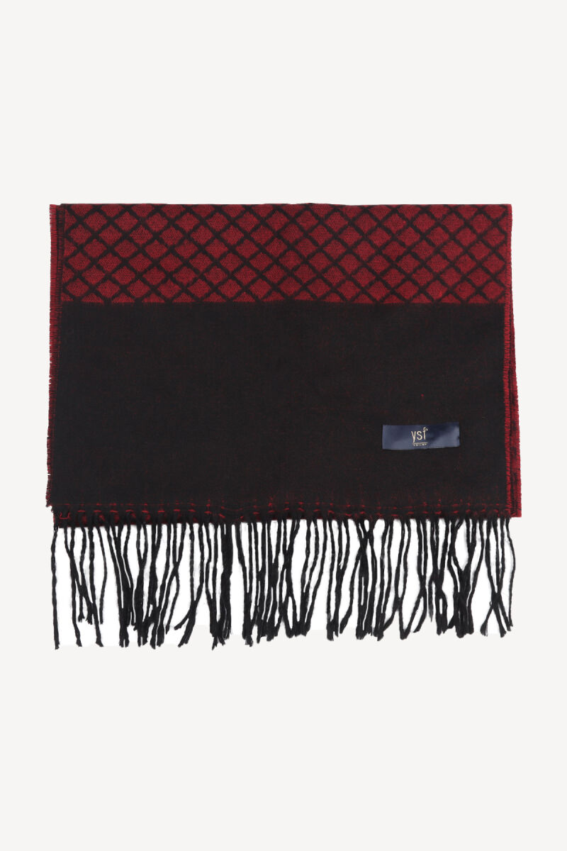 Erkek Bordo Desenli Kaşkol - 3