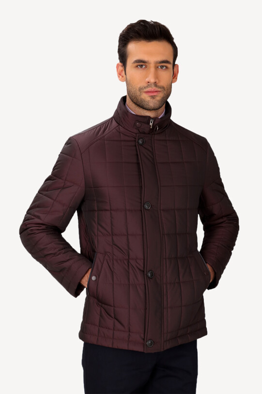 Erkek Bordo Desenli Klasik Kaban