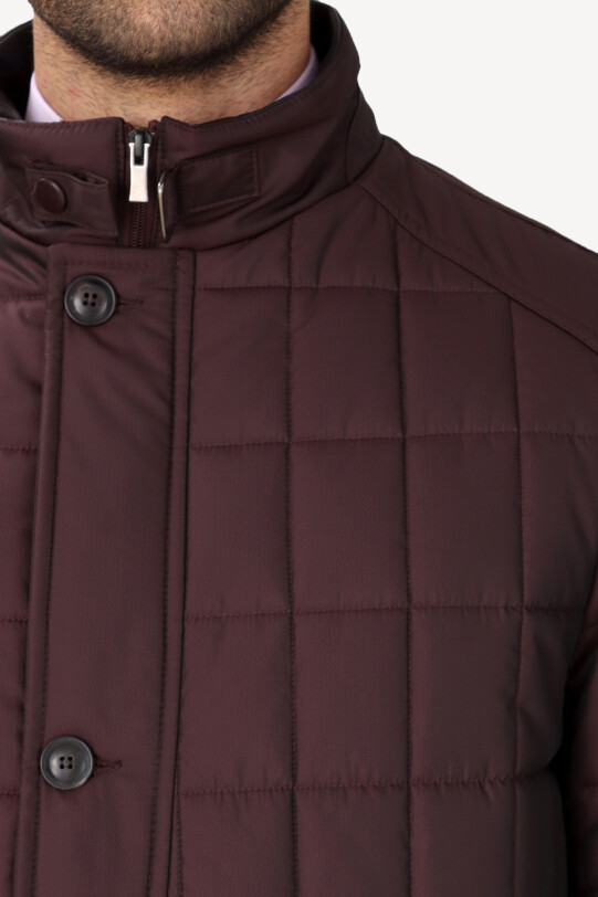 Erkek Bordo Desenli Klasik Kaban