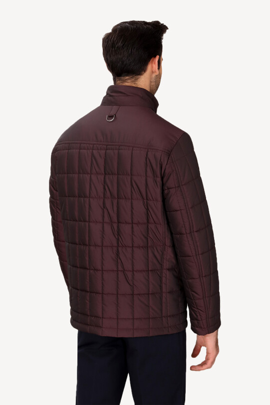 Erkek Bordo Desenli Klasik Kaban