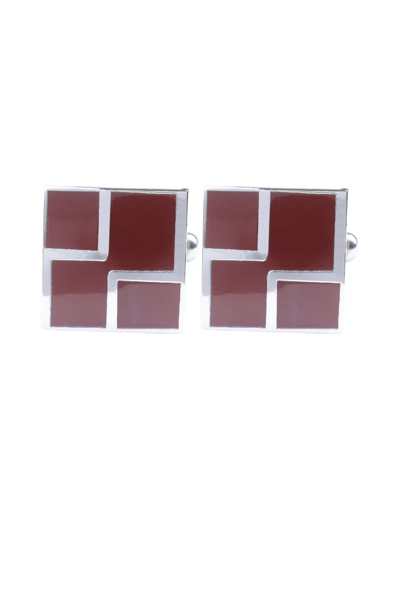 Erkek Bordo Desenli Kol Düğmesi - 1