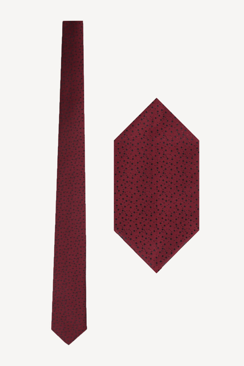 Erkek Bordo Desenli Kravat - 1