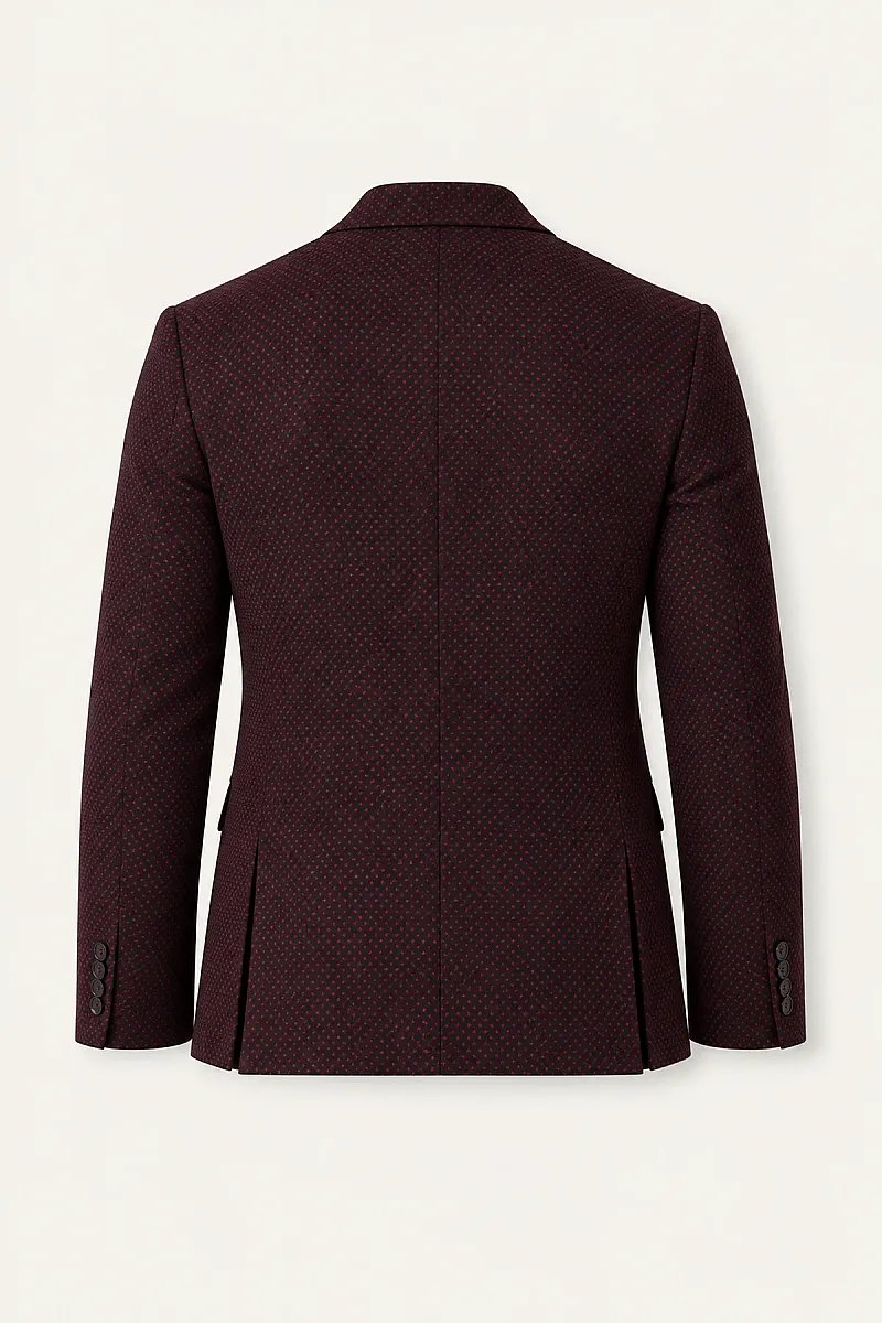 Erkek Bordo Desenli Spor Yünlü Ceket - 11