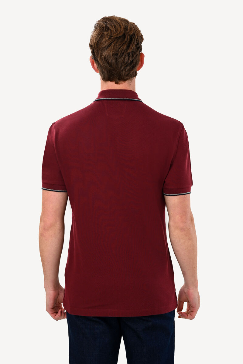 Erkek Bordo Fermuarlı Polo Yaka Regular Fit Tshirt - 5