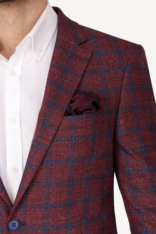 Erkek Bordo Klasik Keten Ceket