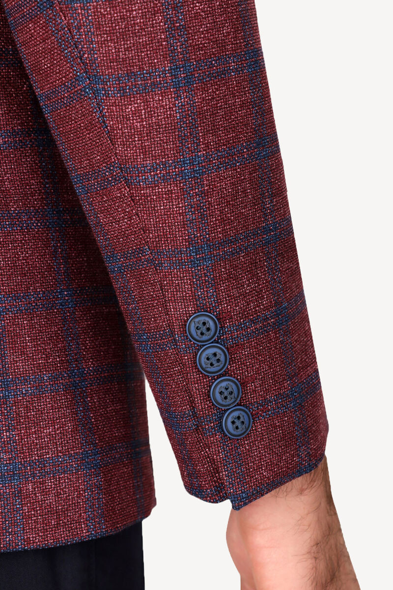 Erkek Bordo Klasik Keten Ceket - 5