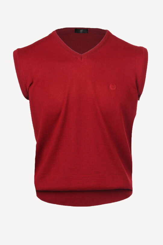 Erkek Bordo Klasik V yaka Triko Süveter