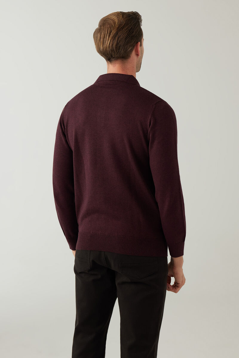 Erkek Bordo Pamuklu Polo Yaka Triko - 8