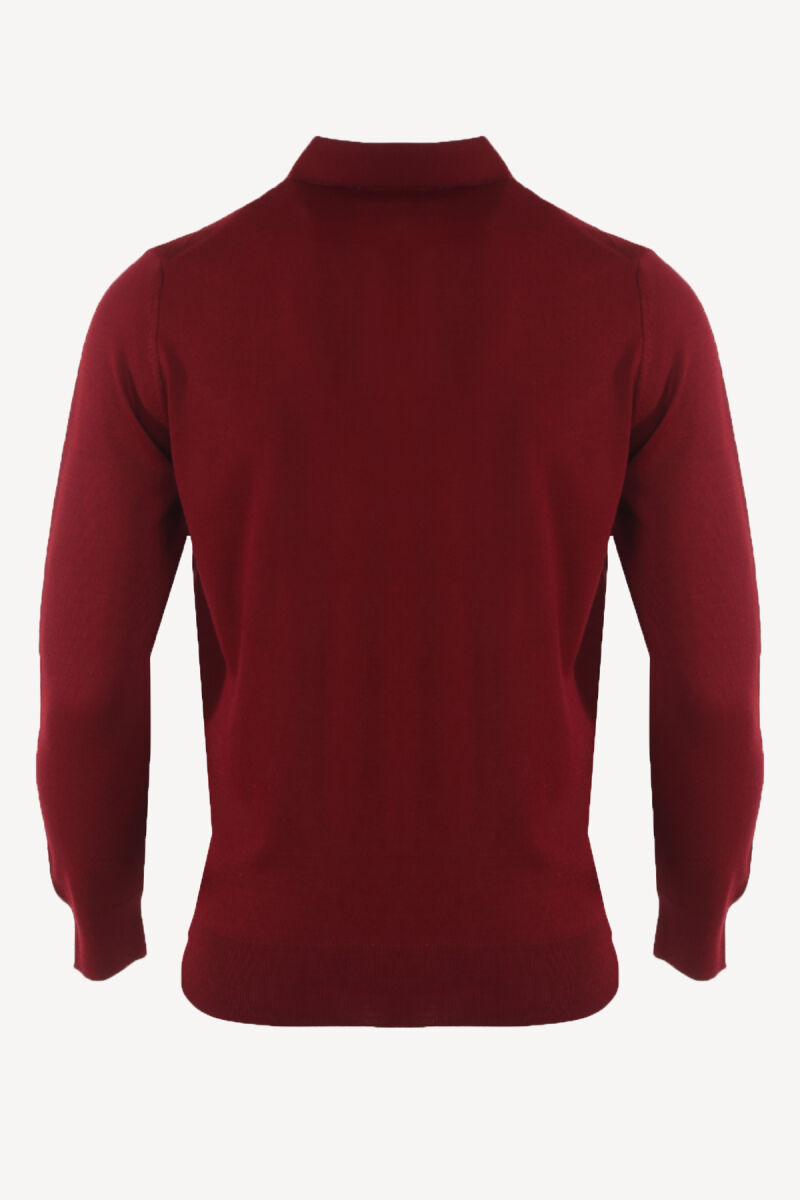 Erkek Bordo Polo Yaka Desenli Klasik Triko - 2